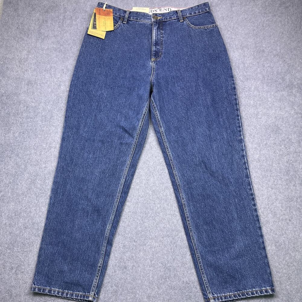 land's end tapered jeans blue denim relaxed fit womens 16